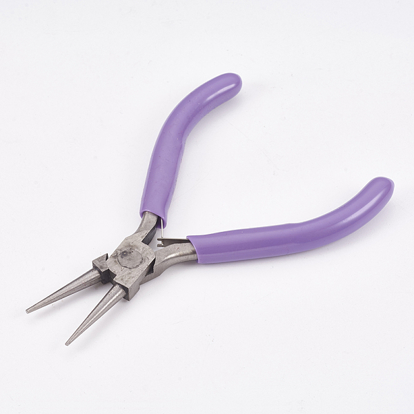 

PandaHall 45# Carbon Steel Round Nose Pliers, Hand Tools, Polishing, Lilac, Stainless Steel Color, 12x8x0.9cm Carbon Steel Purple