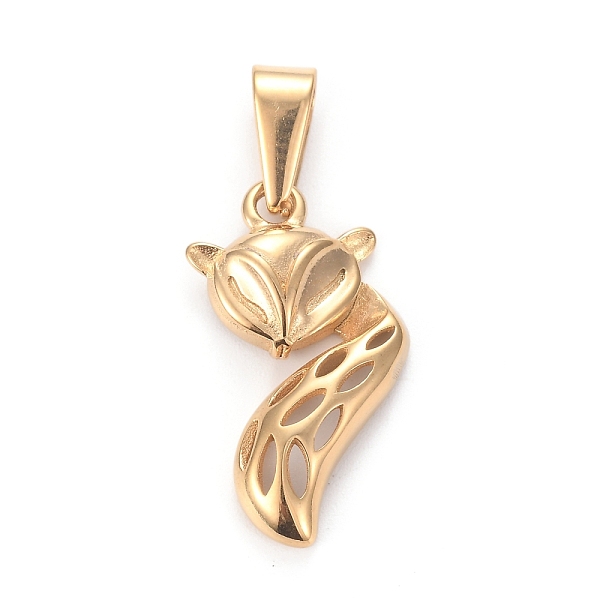 

PandaHall 304 Stainless Steel Pendants, Fox, Golden, 22~23x12.5x4mm, Hole: 7.5x3.5mm 304 Stainless Steel Fox