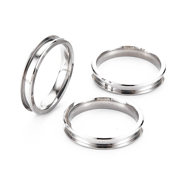 

PandaHall 304 Stainless Steel Grooved Finger Ring Settings, Ring Core Blank, for Inlay Ring Jewelry Making, Stainless Steel Color, Inner...