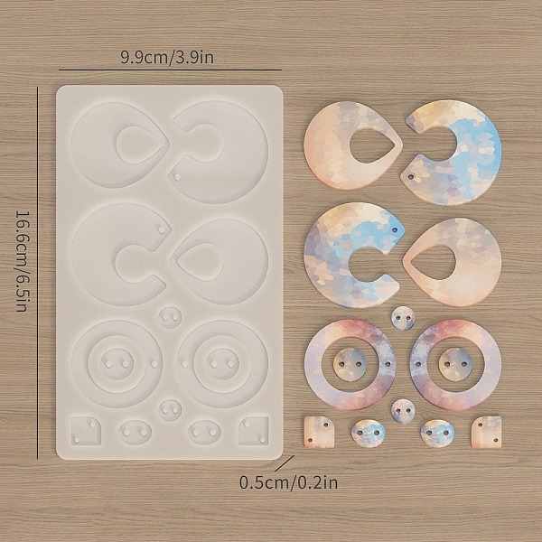

PandaHall DIY Silicone Molds, Decoration Making, Resin Casting Molds, For UV Resin, Epoxy Resin Jewelry Making, Clear, 165x98x5mm, Hole: 2mm...