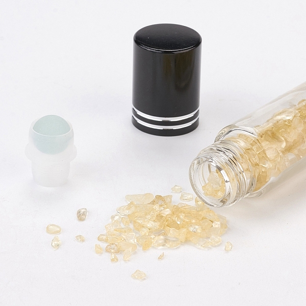 

PandaHall Glass Roller Ball Bottles, Essential Oil Refillable Bottle, with Citrine Chip Beads, for Personal Care, 85x20mm, Beads: 3x11~3x7mm...
