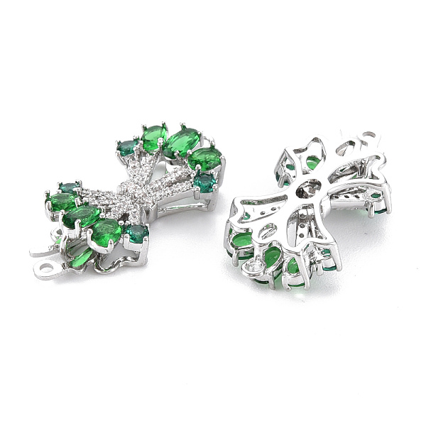 

PandaHall Brass Emerald Rhinestone Box Clasps, Fishhook Clasps, Nickel Free, Bowknot, Real Platinum Plated, 27.5x14x7mm, Hole: 1.2mm..., Green