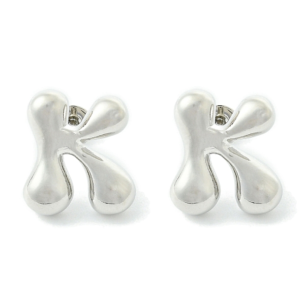 

PandaHall Rack Plating Brass Earrings, Cadmium Free & Lead Free, Long-Lasting Plated, Stud Earrings, Alphabet, Platinum, Letter K, 14x12.5mm...