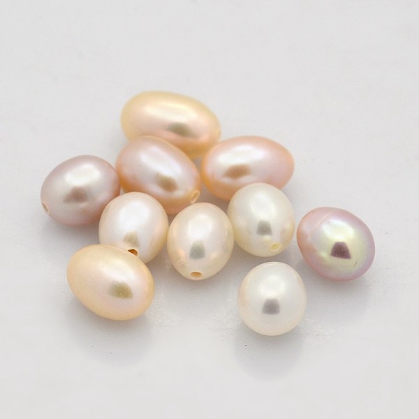 

PandaHall Natural Cultured Freshwater Pearl Beads, Half Drilled, Rice, Grade AAA, Mixed Color, 7~8x5~5.5mm, Half Hole: 1mm Pearl Rice..., Multicolor