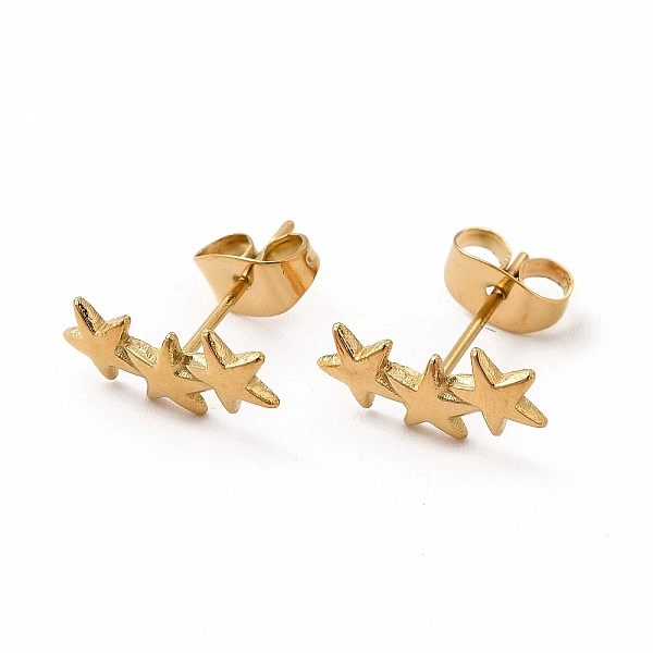 

PandaHall 304 Stainless Steel Star Stud Earrings for Women, Real 18K Gold Plated, 12.5x6mm, Pin: 0.7mm 304 Stainless Steel Star