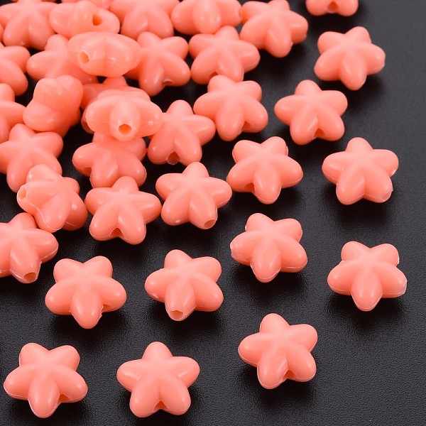 

PandaHall Opaque Acrylic Beads, Star, Coral, 10x10.5x6mm, Hole: 1.6mm, about 1690pcs/500g Acrylic Star Red