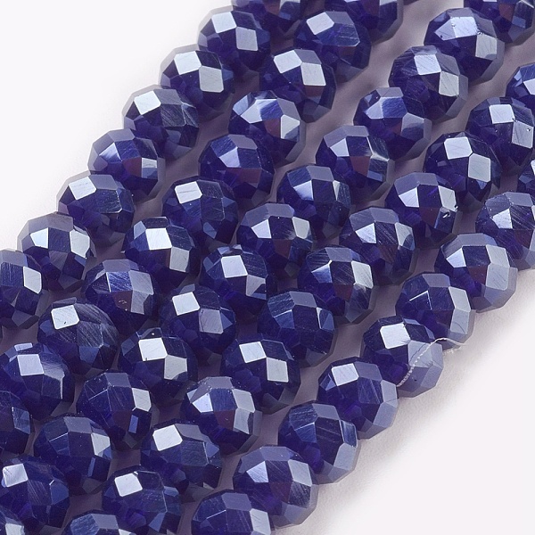 

PandaHall Electroplate Glass Beads Strands, Pearl Luster Plated, Faceted, Rondelle, Midnight Blue, 6x4~5mm, Hole: 0.8~1mm, about...