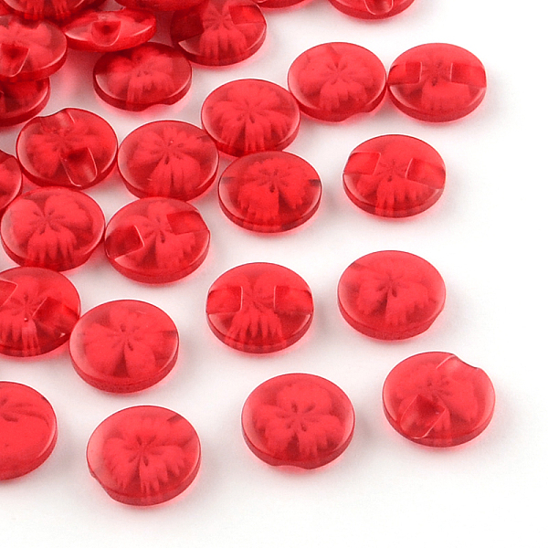 

PandaHall Translucent Pattern Buttons, Resin Button , Cerise, about 14mm in diameter, hole: 1mm, about 270pcs/bag Resin Red