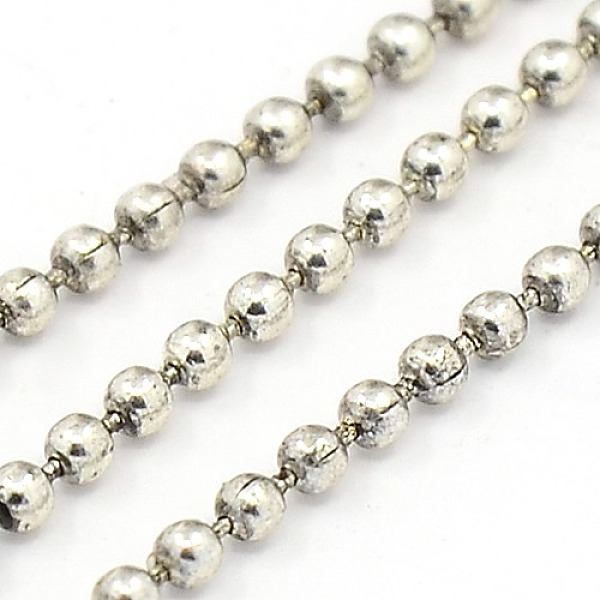 

PandaHall Iron Ball Chains, Beads Chain, Soldered, with Spool, Nickel Free, Antique Silver, 2mm, about 328.08 Feet(100m)/roll Iron
