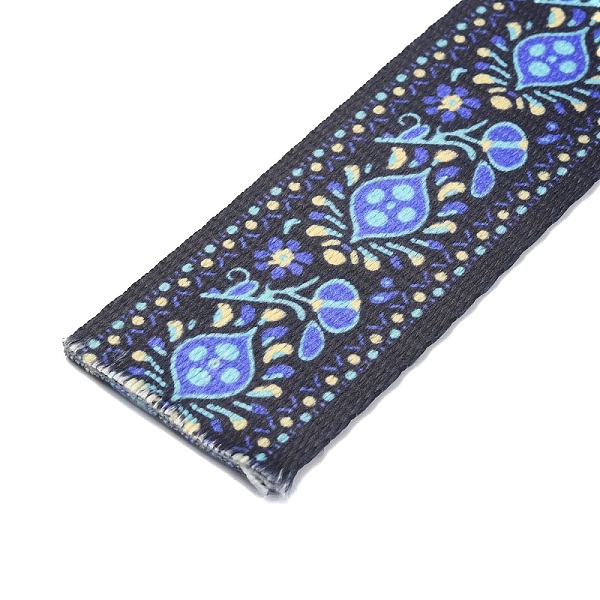 

PandaHall Ethnic Style Embroidery Polyester Ribbons, Jacquard Ribbon, Flower Pattern, Royal Blue, 1-1/2 inch(38mm) Polyester