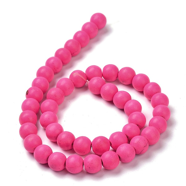 

PandaHall Natural Howlite Beads Strands, Dyed & Heated, Round, Hot Pink, 9x10mm, Hole: 1.2mm, about 42pcs/strand, 15.94 inch(40.5cm) Howlite...