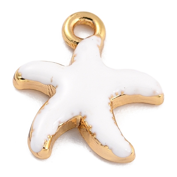 

PandaHall Golden Alloy Enamel Pendants, Long-Lasting Plated, Starfish, White, 15x13x2mm, Hole: 1.6mm Alloy+Enamel Starfish White