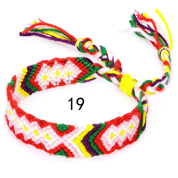 

PandaHall Cotton Braided Rhombus Pattern Cord Bracelet, Ethnic Tribal Adjustable Brazilian Bracelet for Women, Wheat, 5-7/8~14-1/8 inch..., Orange
