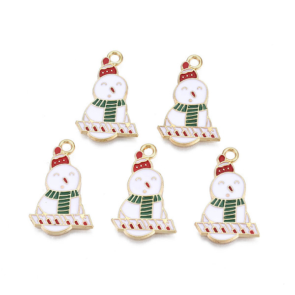 

PandaHall Rack Plating Alloy Enamel Pendants, Cadmium Free & Nickel Free & Lead Free, Light Gold, Christmas, Snowman with Piano, Green...