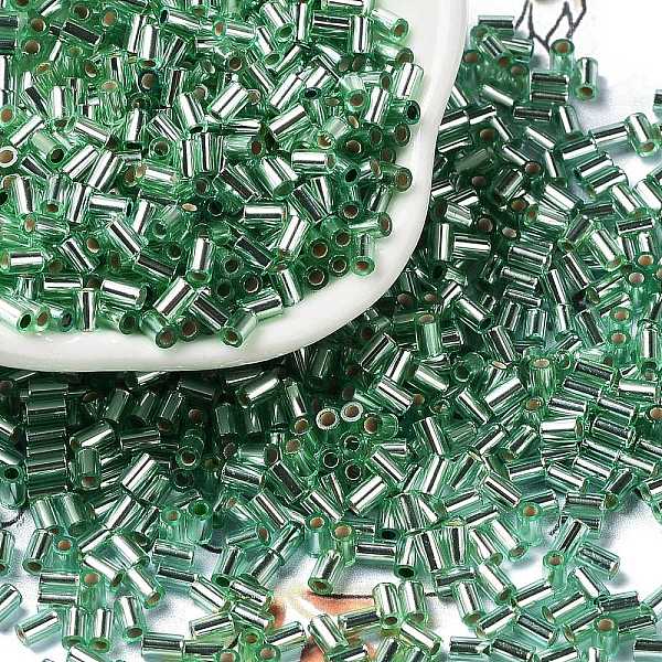 

PandaHall Baking Paint Glass Round Bugle Beads, Silver Lined, Tube, Medium Sea Green, 3.5~3.8x2~2.5mm, Hole: 1.2mm Glass