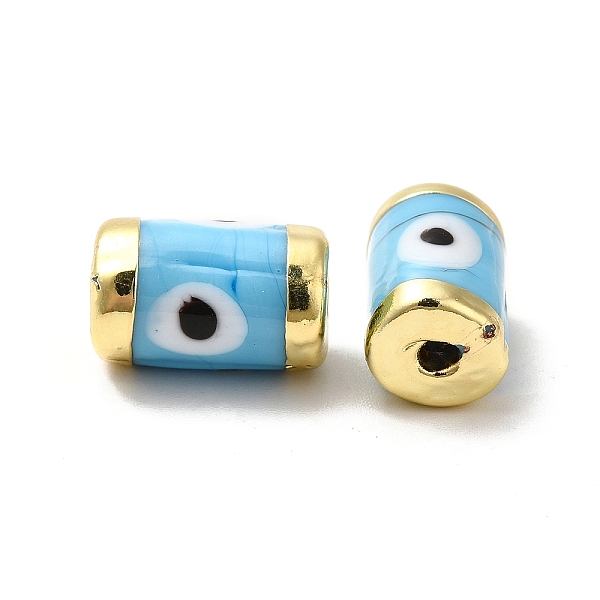 

PandaHall Handmade Evil Eye Lampwork Beads, with Light Gold Tone Brass Findings, Long-Lasting Plated, Lead Free and Cadimum Free, Column...