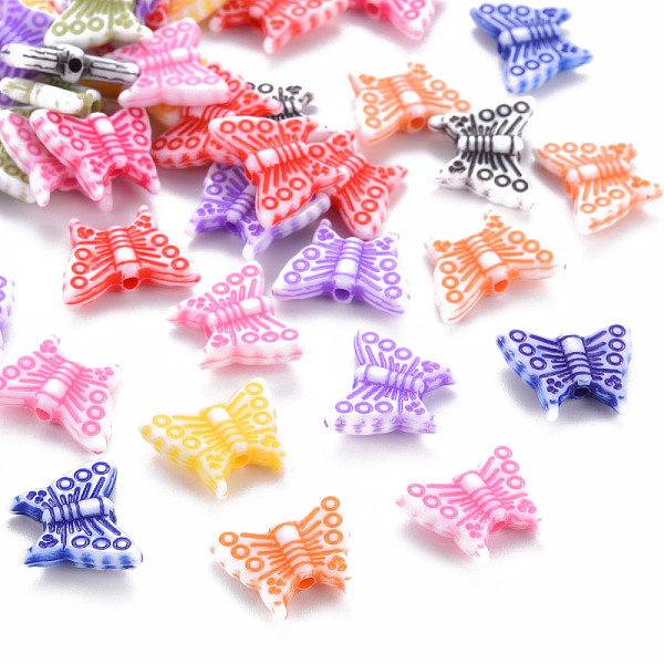 

PandaHall Craft Style Acrylic Beads, Butterfly, Mixed Color, 12x15x3.5mm, Hole: 1.5mm, about 1750pcs/500g Acrylic Butterfly Multicolor
