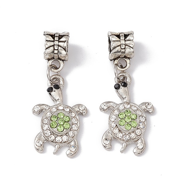 

PandaHall Tortoise Alloy Rhinestone European Dangle Charms, Large Hole Pendants, Antique Silver, Peridot, 35mm, Tortoise: 21x14x3.5mmHole..., Green