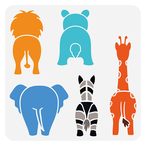 

PandaHall FINGERINSPIRE Animal Back View Stencil for Painting 11.8x11.8 inch Reusable Lion Bear Elephant Zebra Giraffe Pattern Animal Theme...