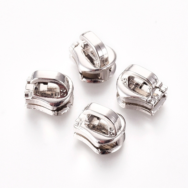 

PandaHall Zinc Alloy Zipper Puller, Garment Accessories, Platinum, 10x9x8.6mm, Hole: 4.5x2mm Alloy