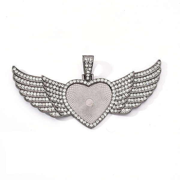 

PandaHall Alloy Pendant Cabochon Settings, with Crystal Rhinestone, Cadmium Free & Lead Free, Heart with Wing, Gunmetal, Crystal, Tray..., Clear