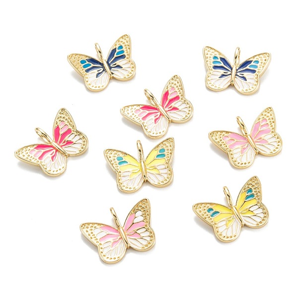 

PandaHall Brass Enamel Pendants, Real 18K Gold Plated, Long-Lasting Plated, Butterfly, Mixed Color, 16.5x22x5mm, Hole: 5x3mm Brass+Enamel..., Multicolor