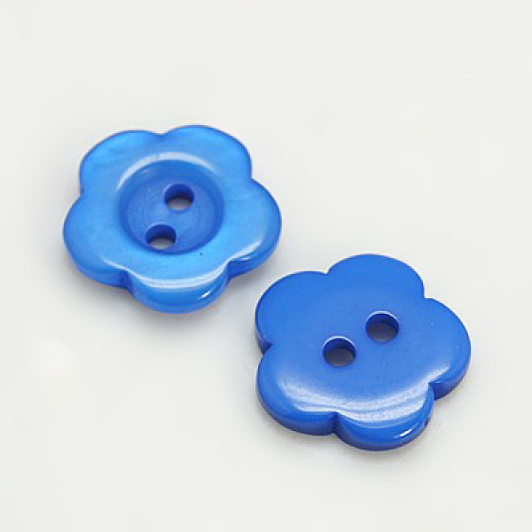 

PandaHall Resin Buttons, Dyed, Flower, Dodger Blue, 15x3mm, Hole: 1mm Resin Flower Blue