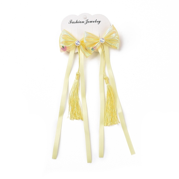

PandaHall Bowknot Long Ribbon Alligator Hair Clip, with Random Color Tassels, Hanfu Hair Accessories for Teens Girls Gifts, Yellow...