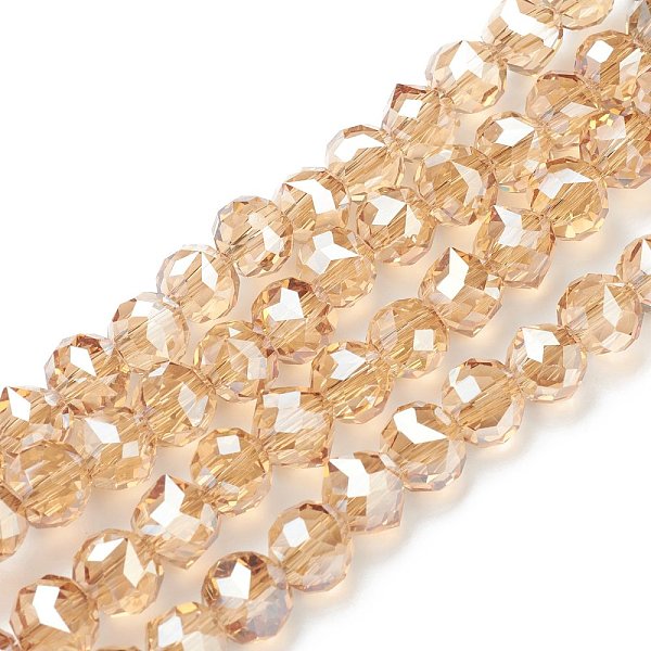 

PandaHall Electroplate Glass Beads Strands, Pearl Luster Plated, Faceted Bicone, Bisque, 8x9.5x8.5mm, Hole: 1.5mm, about 72pcs/strand..., Orange