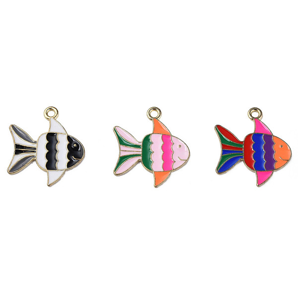 

PandaHall Rack Plating Alloy Enamel Pendants, Cadmium Free & Lead Free, Fish, Light Gold, Mixed Color, 20x23x1mm, Hole: 1.8mm Alloy+Enamel..., Multicolor