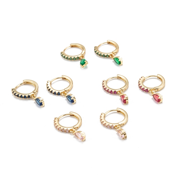 

PandaHall Brass Micro Pave Cubic Zirconia Huggie Hoop Earrings, Real 18K Gold Plated, Teardrop, Mixed Color, 22.5x14.5x2mm, Pin: 0.8mm Cubic..., Multicolor
