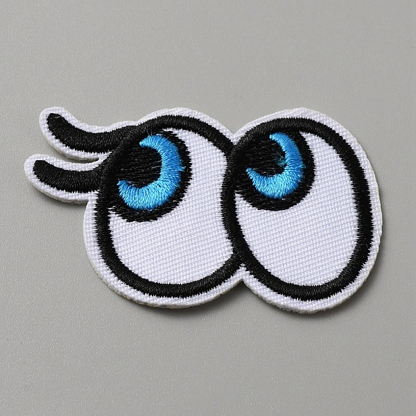 

PandaHall Cartoon Style Double Eye Embroidered Cloth Patches, Applique Patch, Sewing Craft Decoration, Deep Sky Blue, 40x61x1mm Cloth Eye