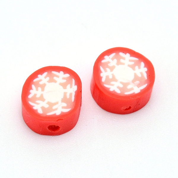 

PandaHall Handmade Polymer Clay Christmas Theme Beads, Flat Round with Snowflake Pattern, Red, 9~11x4~5mm, Hole: 1.4mm Polymer Clay Flat...