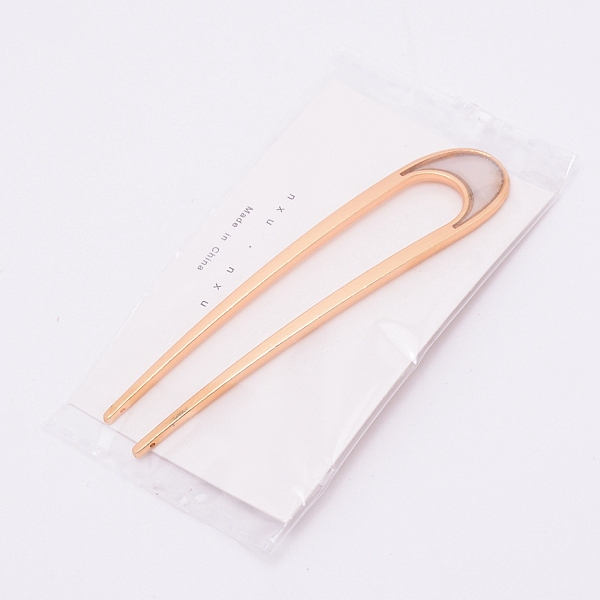 

PandaHall French Hair Forks, U Shape Updo Hair Pins Clips, for Thin Thick Hair, with Shell, Light Gold, 104x22x3mm Alloy