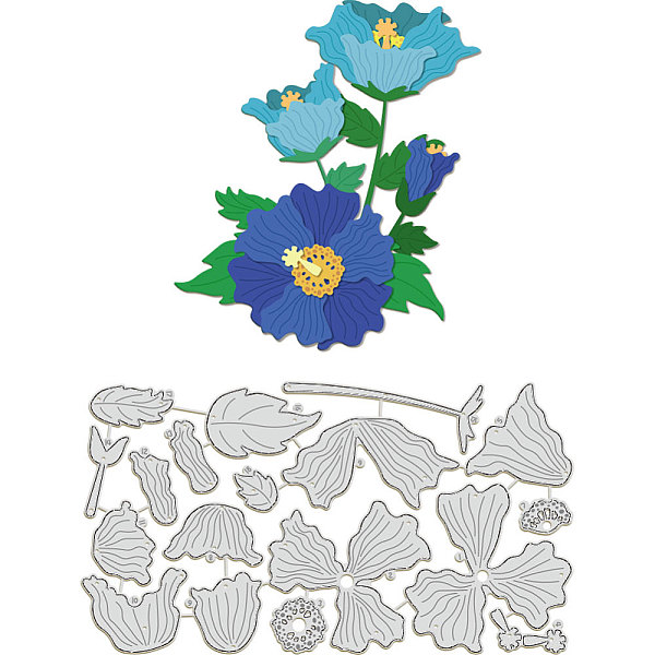 

PandaHall GLOBLELAND 1Set 18Pcs Blue Poppy Layering Cutting Dies for Card Making Metal Layered Blue Poppy Die Cuts Embossing Stencils...