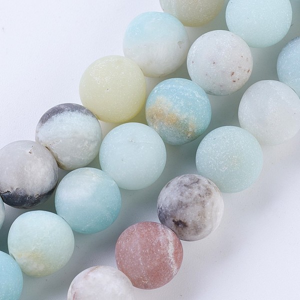 

PandaHall Frosted Natural Flower Amazonite Round Bead Strands, 6~6.5mm, Hole: 1mm, about 63pcs/strand, 15.5 inch Flower Amazonite Round