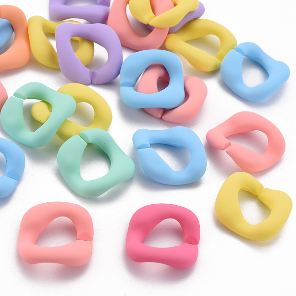 

PandaHall Rubberized Style Acrylic Linking Rings, Quick Link Connectors, For Curb Chains Making, Twist, Mixed Color, 28x26x6mm, Inner..., Multicolor