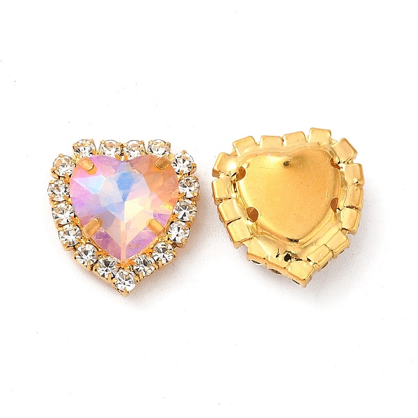 

PandaHall Moonlight Effect Heart Sew on Rhinestone, Multi-strand Links, with Golden Tone Brass Prong Settings, Garments Accessories, Light..., Pink