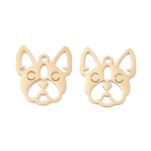 

PandaHall 304 Stainless Steel Pendants, Laser Cut, Dog Head, Golden, 32x28.5x1mm, Hole: 3mm 304 Stainless Steel Dog