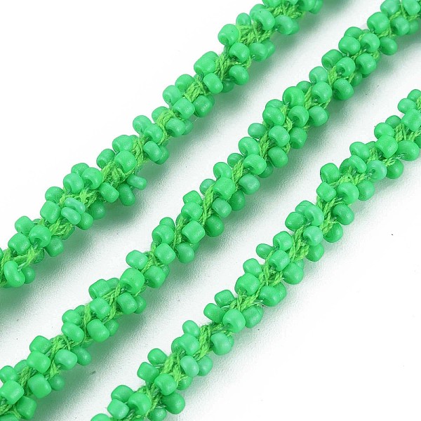 

PandaHall Polyester Cord, with Glass Seed Beads, Spring Green, 1/4 inch(5~6mm) Seed Beads
