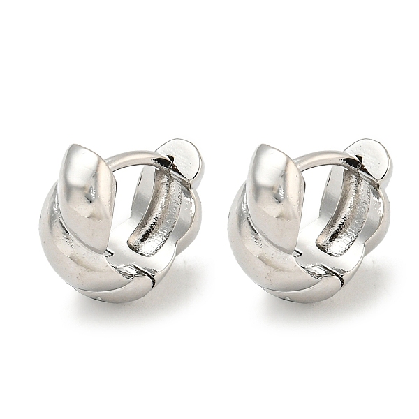 

PandaHall Brass Hoop Earrings, Real Platinum Plated, 12x6mm Brass Twist