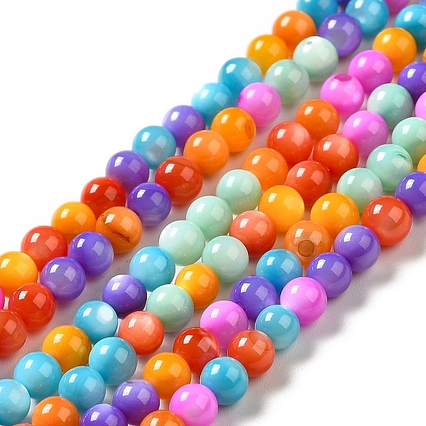 

PandaHall Dyed Natural Freshwater Shell Beads Strands, Round, Colorful, 4mm, Hole: 0.6mm, about 100pcs/strand, 14.96 inch(38cm) Freshwater...