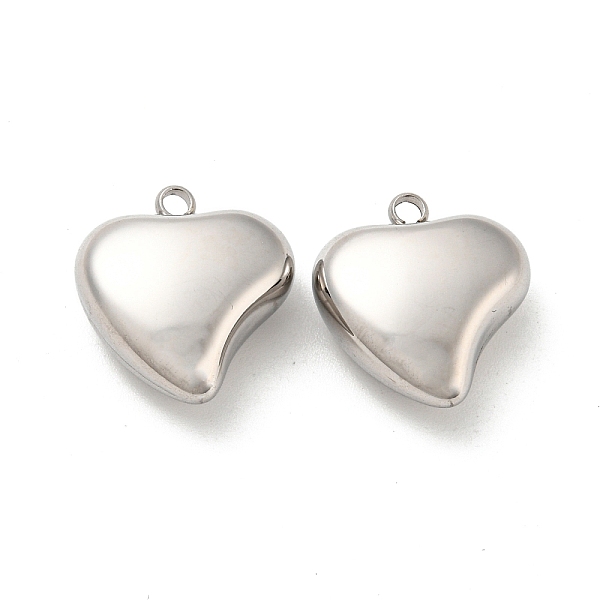 

PandaHall 304 Stainless Steel Pendants, Heart Charm, Stainless Steel Color, 16x15.5x7mm, Hole: 1.5mm 304 Stainless Steel Heart