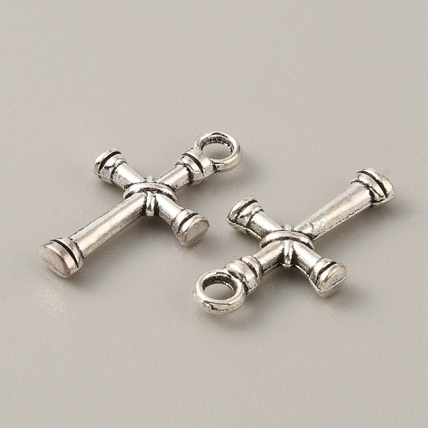 

PandaHall Tibetan Style Alloy Pendants, Cross Charm, Religion, Antique Silver, 20x11x3mm, Hole: 2mm Alloy Cross