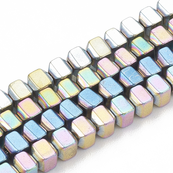 

PandaHall Electroplate Non-magnetic Synthetic Hematite Beads Strands, Cube, Mixed Color, 3x3x2.5mm, Hole: 1mm, about 145pcs/strand, 16.14...