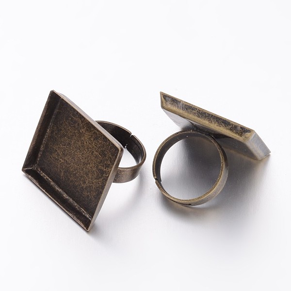 

PandaHall Brass Ring Components, Pad Ring Blank, For Jewelry Making, Adjustable, Antique Bronze, Size: Ring: about 17mm inner diameter, Tray...