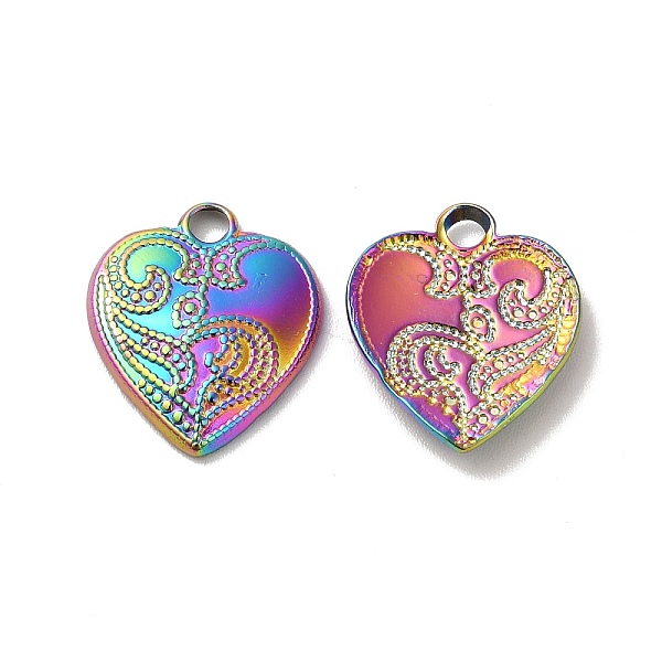 

PandaHall Ion Plating(IP) 304 Stainless Steel Pendants, Heart Charm, Rainbow Color, 16.5x14x2mm, Hole: 2mm 304 Stainless Steel Heart