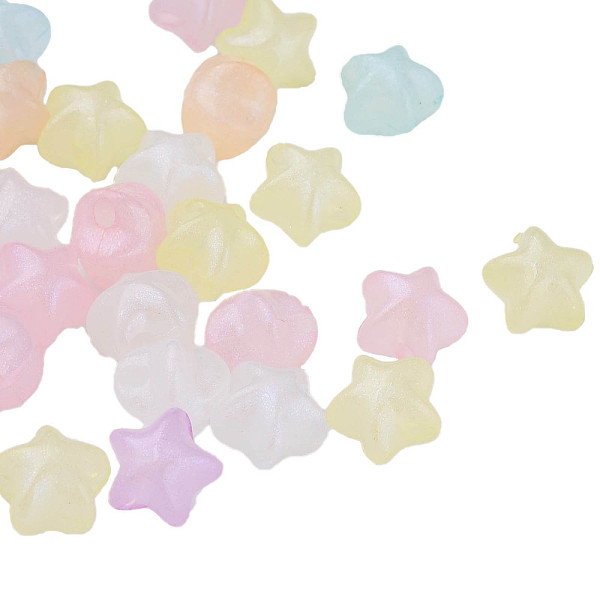 

PandaHall Rainbow Iridescent Plating Acrylic Beads, Glitter Beads, Star, Mixed Color, 11x11.5x9.5mm, Hole: 2mm, about 880pcs/500g Acrylic..., Multicolor
