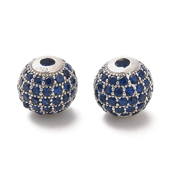 

PandaHall Rhodium Plated 925 Sterling Silver Micro Pave Cubic Zirconia Beads, Round, Real Platinum Plated, Dark Blue, 10x9mm, Hole: 2.2mm...