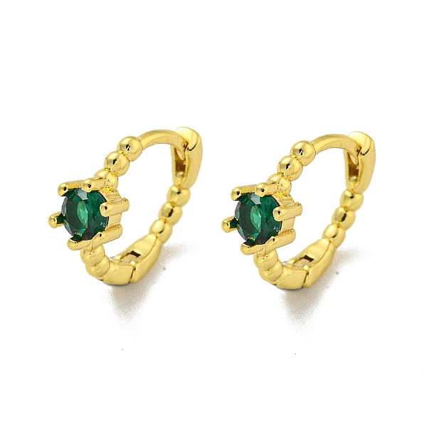 

PandaHall Brass Micro Pave Cubic Zirconia Hoop Earring, Real 18K Gold Plated, Green, 13x5mm Brass Others Green